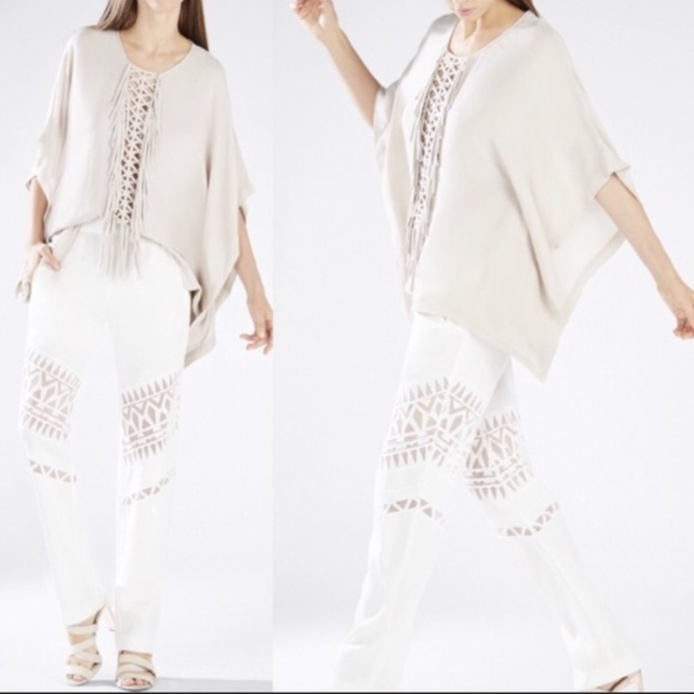 NWT BCBG Ramzie Fringe Kaftan Top
